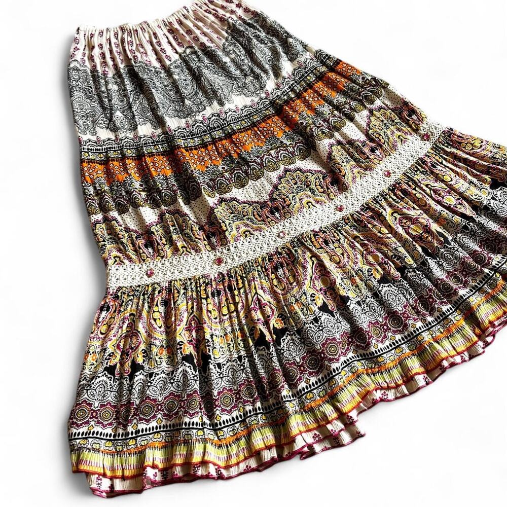 90s Boho Tiered Maxi Skirt – Festival Prairie [OS]